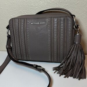 Michael Kors Brooklyn cinder gray Crossbody Bag with Tassel